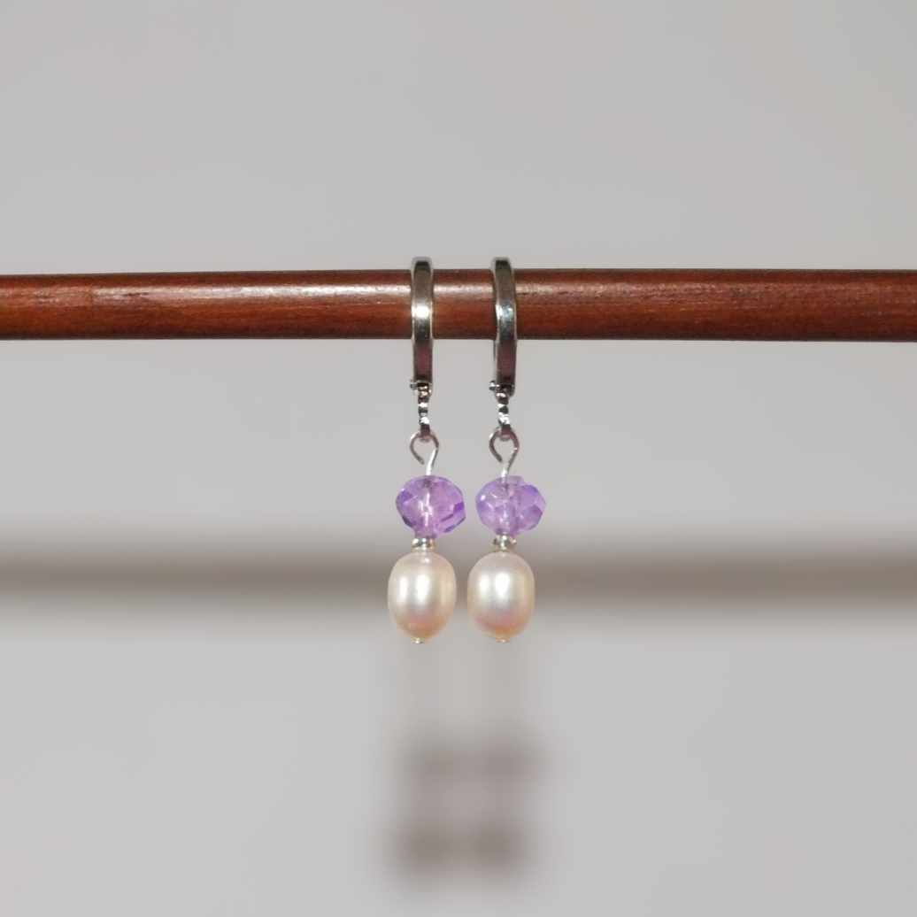 Lavender Pearl Earrings