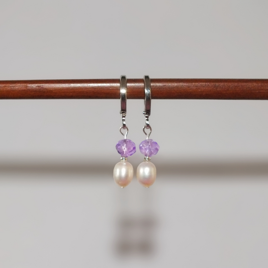 Lavender Pearl Earrings