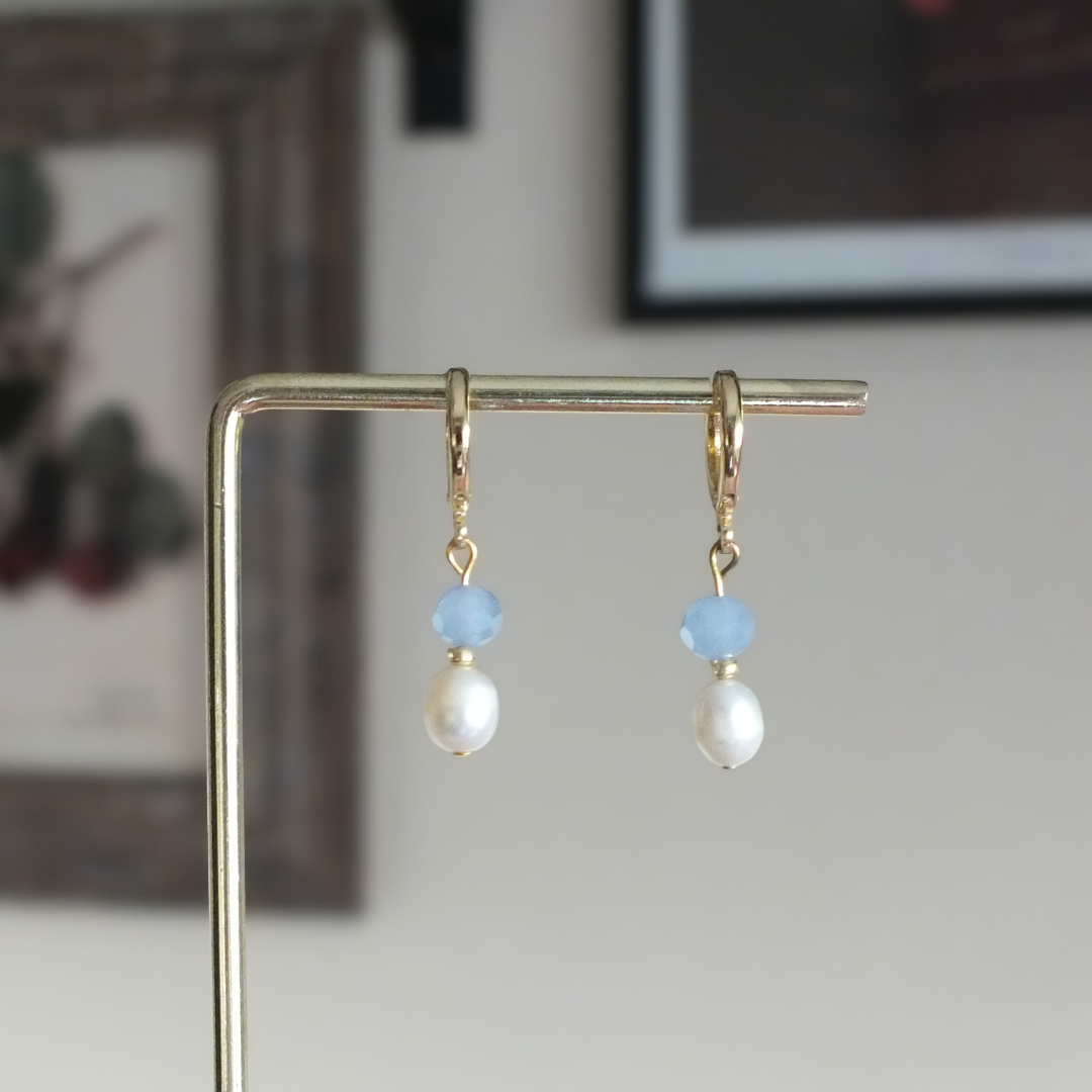 Pale Blue Pearl Earrings