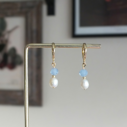 Pale Blue Pearl Earrings