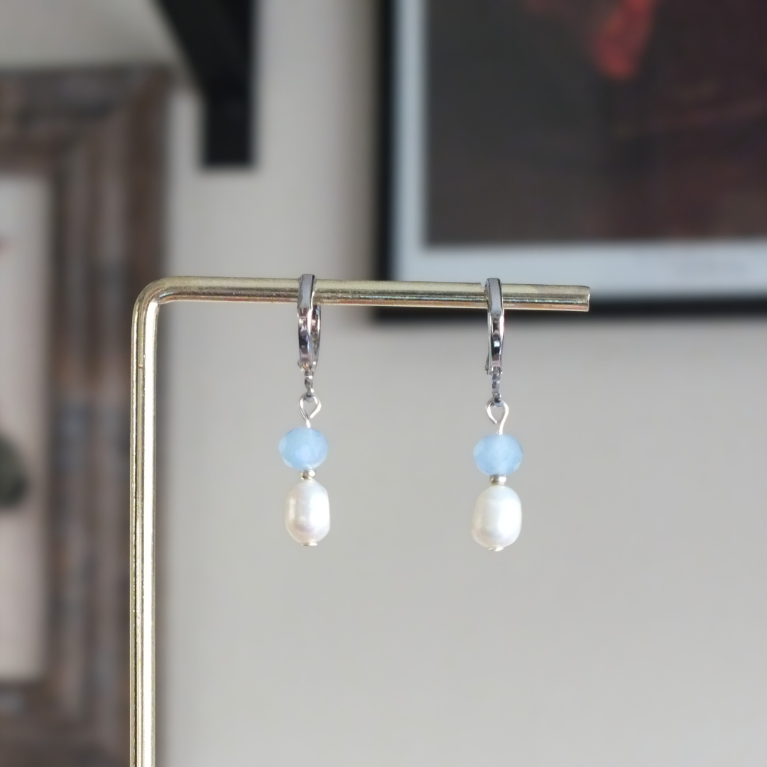 Pale Blue Pearl Earrings