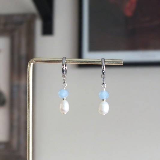 Pale Blue Pearl Earrings