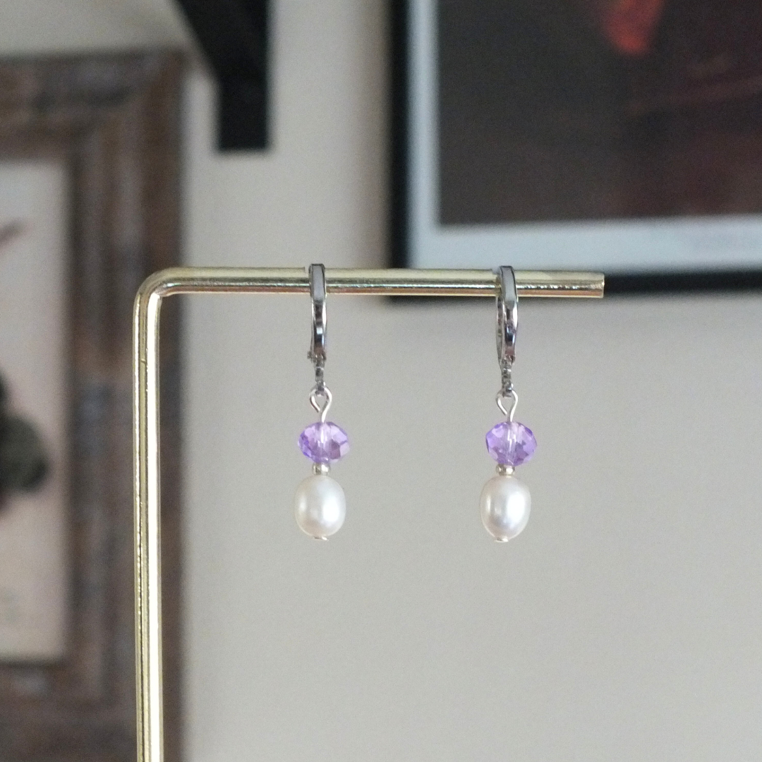 Lavender Pearl Earrings