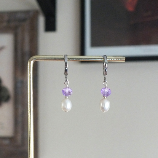 Lavender Pearl Earrings