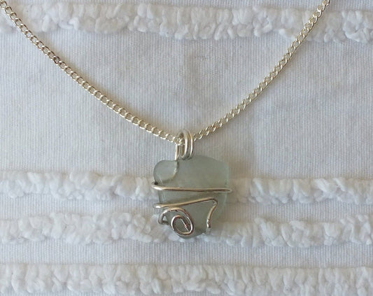 Clear Sea glass Necklace