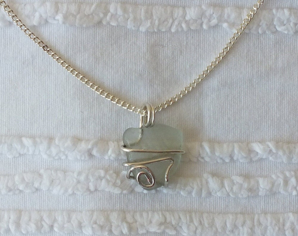 Clear Sea glass Necklace
